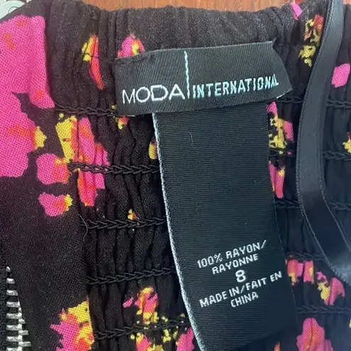 Moda International Pink Black Strapless Mini Dress Date Night Party Valentines Size 8