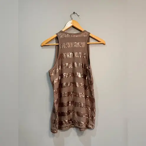 C&C California Brown Sequin Stripe Racerback Tank Size S EUC