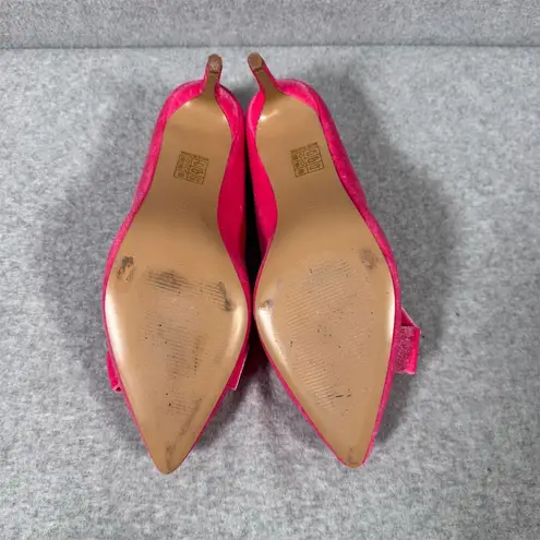 Journee Collection Women's Pink Velvet Stiletto Heels with Bows Size 11