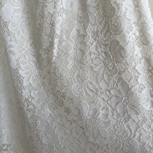 Kate Kasin Ivory Lace Off Shoulder Dressy Top Mini Tunic Bridal Cottagecore Chic White Size L
