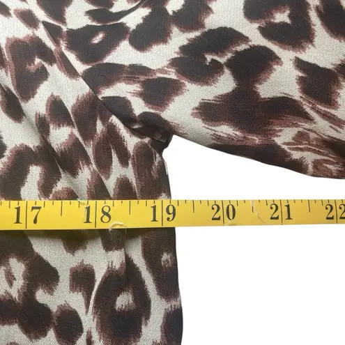 Sharagano Studio Animal Leopard Print Short Sleeve Zip Front Jacket Blouse Small