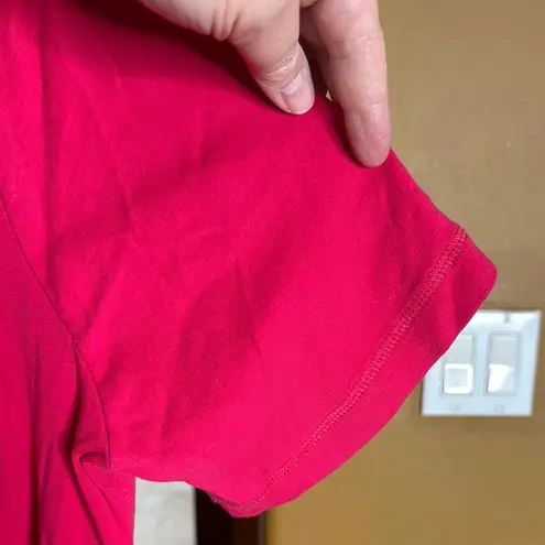 Duluth Trading Co Plus Lightweight Longtail T Short Sleeve Henley Fuchsia Sz XL Pink