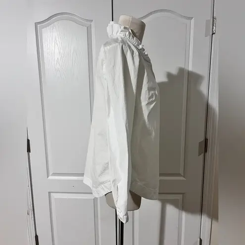 Vineyard Vines  Cotton Blend White Ruffled Collar Blouse - sz M
