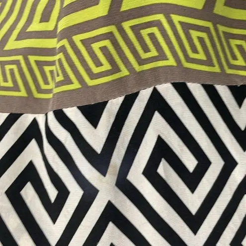 Alice & Trixie Black, White & Green 100% Silk Sleeveless Dress Size XS