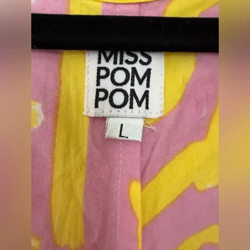 Miss PomPom Pink & Yellow Scribble Poolside Playsuit Jumpsuit Romper, Size Large