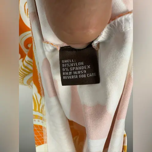 J. McLaughlin Sage Orange Catalina Cloth Ruched 3/4 Sleeves Midi Dress Sz S