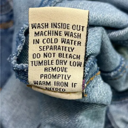 Highway Jeans DISTRESSED DENIM JACKET SZ S WITH EMBROIDERED ROSES FRONT/BACK