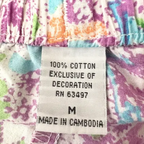 Bohemian Paisley Print Wide Leg Pajama Pants Size Medium Blue Pink Green Orange