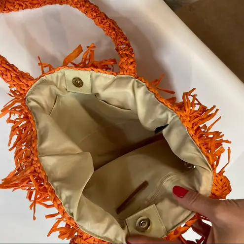 Melrose and Market Palmer Straw Tote Bag In Orange Citrus