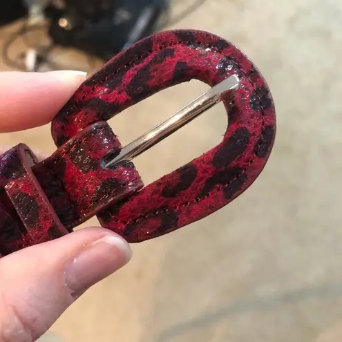 New York & Company Waist Belt Snakeskin Pattern Womens M Skinny Slim Classic Red