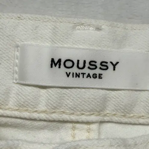 Moussy Vintage White Wash Denim Jeans Frayed Hem Made in Japan Size 25