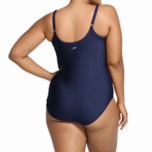 Speedo Shirred Empire Tummy Control One Piece Black Swimsuit