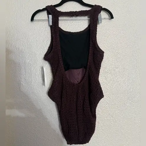 Baja blue 14 Festival Beach open back Swimsuit Bikini Crochet brown NWT