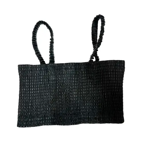 Proenza Schouler WHITE LABEL Faux Leather Smocked Crop Top Sz M