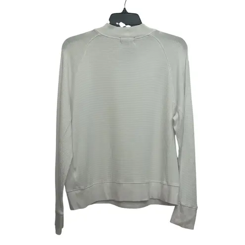 Monrow Mock Neck Thermal Sweatshirt Size Large White Seamed