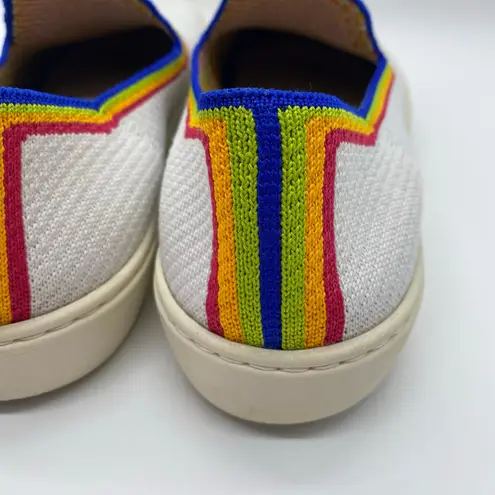 Rothy's White Rainbow Slip On Shoes Colorful Preppy Casual Women's size 10