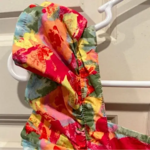 Peyton &‎ Parker dress 100% Cotton Pink Floral Ruffle Smocked Bib Tie size M Size M