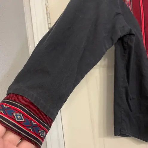 Ozark Mountain Jean Company Black Red Aztec Print Women Western Blouse. 2327 Size M