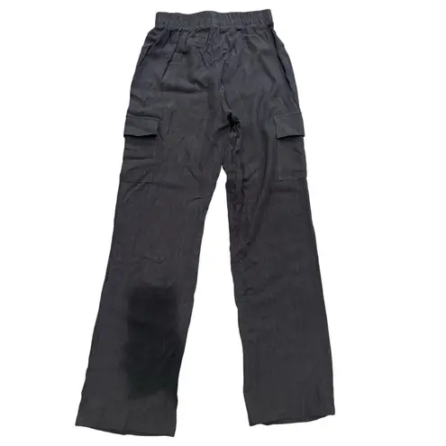 Drew NWT Size Small Women's Black Linen Blend High Rise Wide Leg Cargo Pants - Image 2