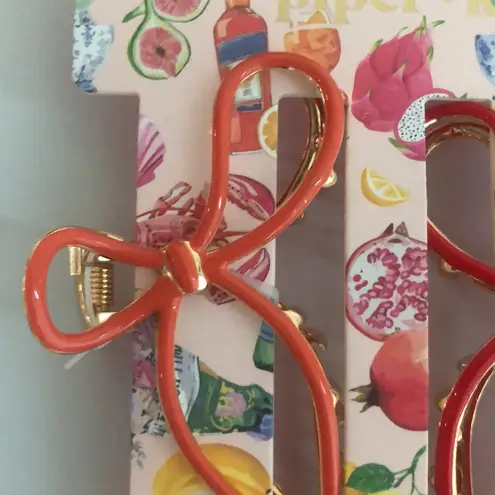 Piper K nwt metal Red and Orange Bow Hair Clips