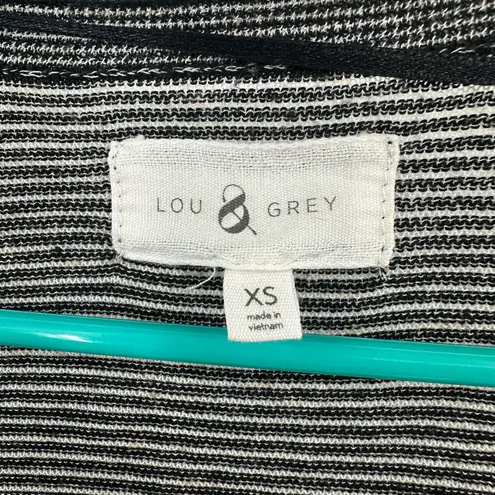 Lou & grey Lou & Gray Size‎ XS Sweater Black White Stripe Open Front Cardigan Lightweight