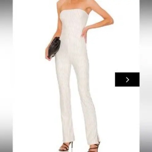 superdown  Kristina Jumpsuit White Blue Stripe Strapless size Medium