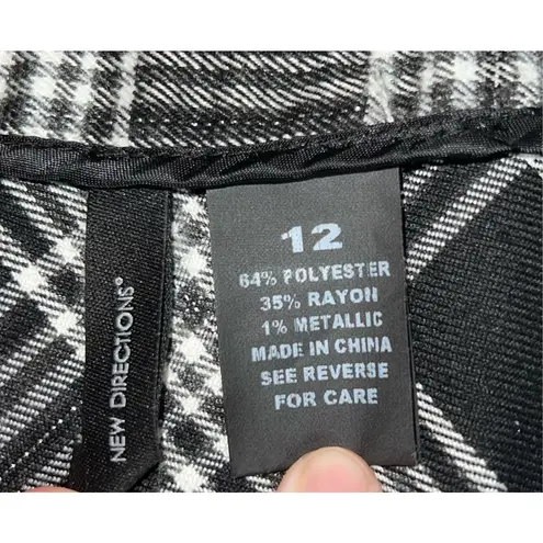 Women’s Black&White Midi Plaid Skirt 12 Kitty Cat Black