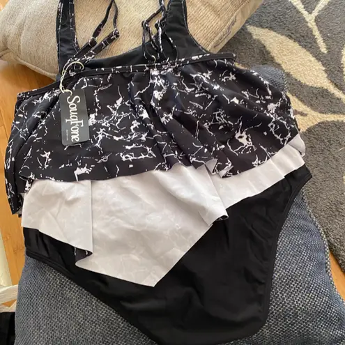 Souqfone Women Two Piece Ruffled Flounce High Waisted Bikini