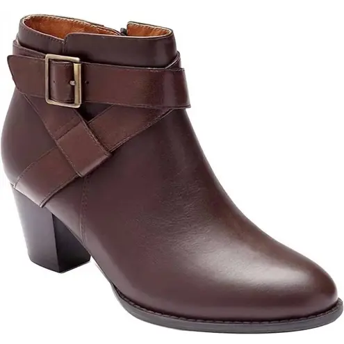 Vionic Women's Trinity Boots Chocolate Brown Leather Size 9 Booties Ankle Boot