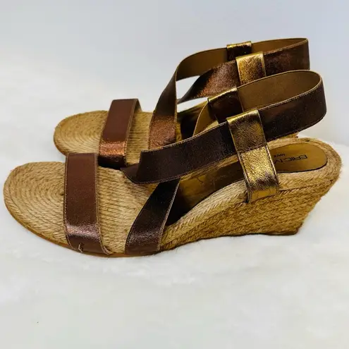 shoes! Eric Michael, bronze, copper, strappy wedge, women’s 9