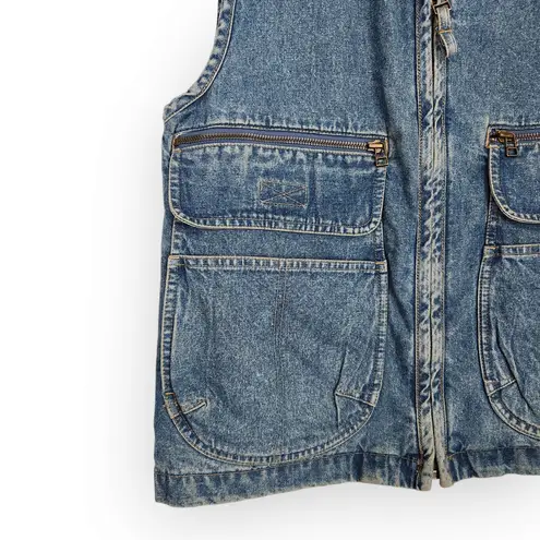 Liz Wear Vintage Denim Utility Zip Up Vest S