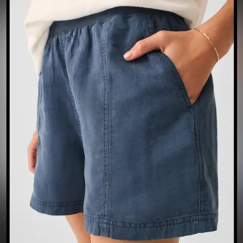 Faherty Arlie Day Shorts Blue Linen Organic Cotton Size XL Coastal Casual