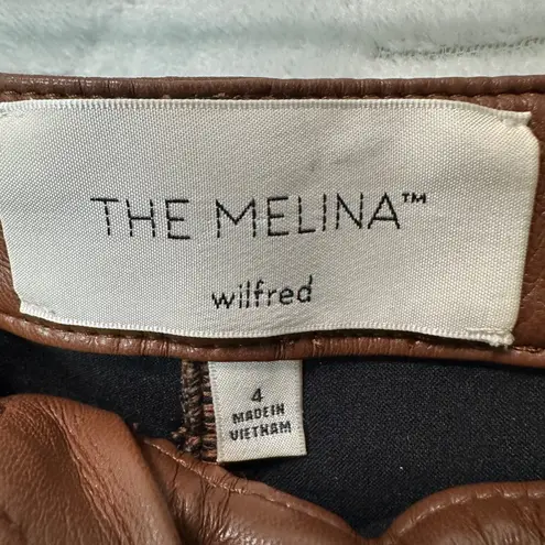 Wilfred Women Melina Faux Leather Pants Brown Sz 4 Straight Leg Chic Minimalist