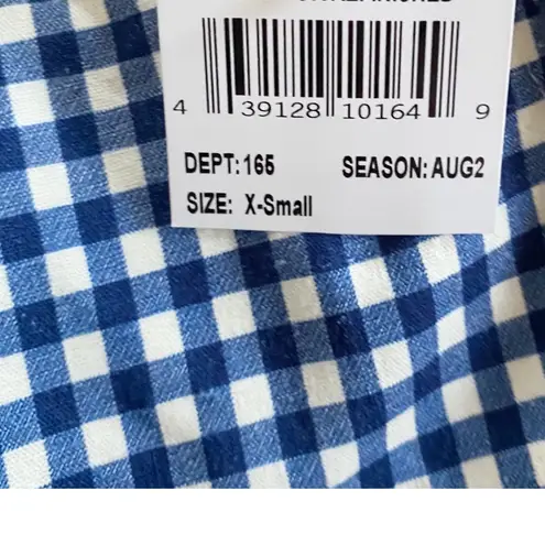 Avec Les Filles Side Tie Gingham Drawstring Pants XS Navy White Gingham NWT