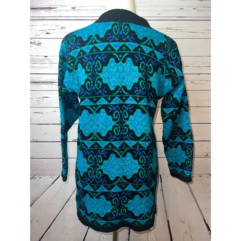 Dana Smith vintage sweater Pullover Metallic 80s USA Paisley Cottage Acrylic Size L