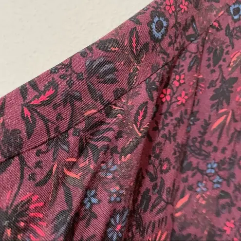 Talula Burgundy Floral Short Sleeve Open Front Kimono Cardigan Sweater Womens M