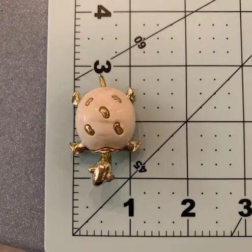 Vintage Gold Turtle Brooch/Pin White Shell Multiple