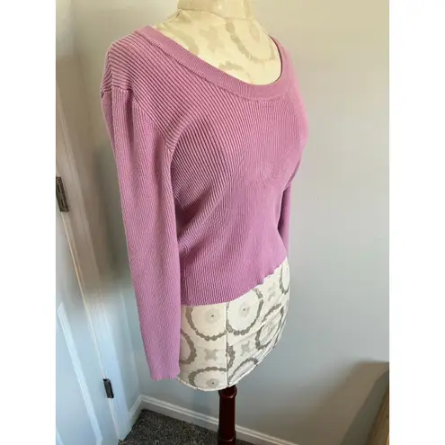 Ophelia Roe Scoop Neck Long Sleeve Ribbed Sweater Large