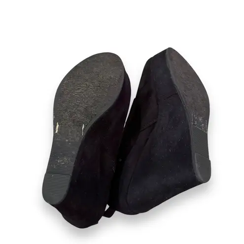 Shi by Journeys Black Lace Up Wedge Faux Suede Booties Sz 5