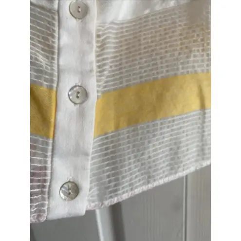 Flagpole NYC Womens Large Sheer Stripe Melissa Crop Top Euro Resort Sheer Clean White