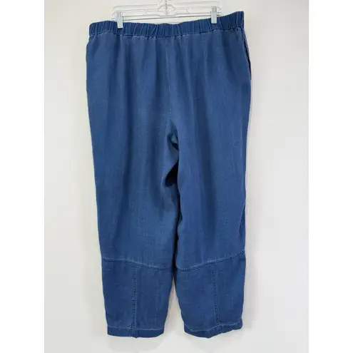 J Jill Pure Jill Indigo Crocking Shorewash Tencel Lyocell Pants Size XL Chambray Blue