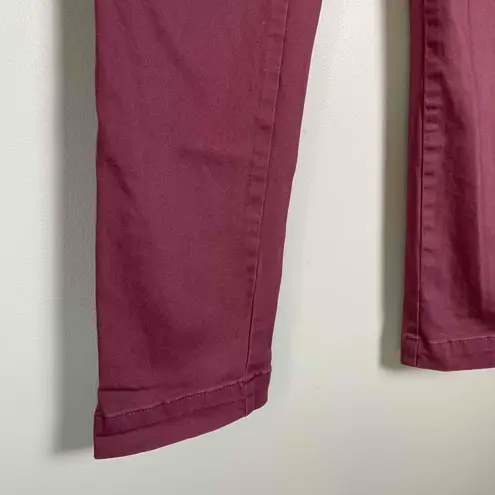 Wit And Wisdom Women's Maroon Mid Rise Khaki Chino Pants Flat Front Size 2 Red