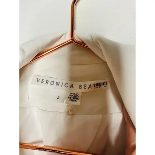 Veronica Beard White Bi-Stretch Notched Collar Single Snap Jacket Size 2