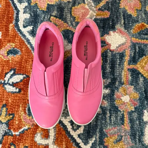 Charlotte Stone Arianne Bubblegum Pink Leather Slip On Sneakers 10