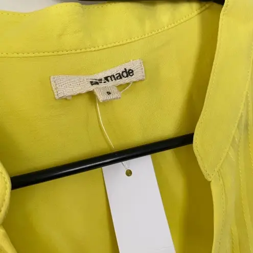 LA Made Yellow Silk Top Blouse 3/4 Sleeves V Neck Top NEW Women’s Size Mddium