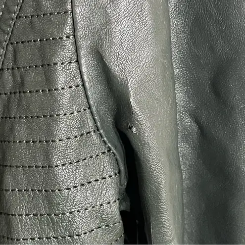 Harmony & Havoc Women’s Juniors Faux Leather Jacket Hooded Zipper Size XL Green