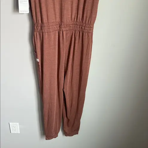 Vuori NEW All Day Short Sleeve Jogger Jumpsuit Terracotta Brown Small