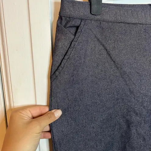 Hue Blue & Gold Pull On Ankle Pants