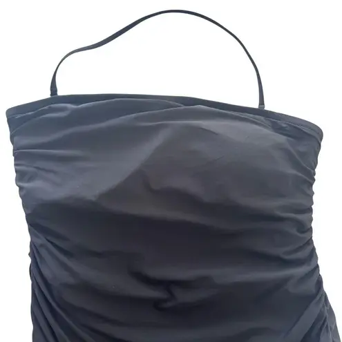 J.Crew Black Ruffle-Trim Ruched Bandeau One-Piece Dress Swimsuit Size 12