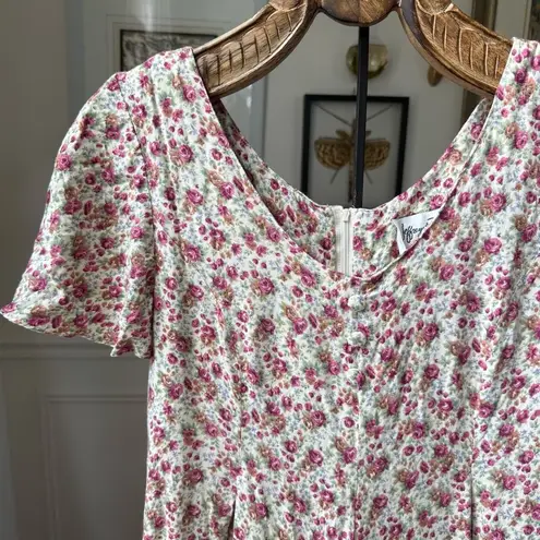 Vintage 90s Jeffrey & Dara Floral Print Wide Leg Jumpsuit 12 Petite Pink Size 12P